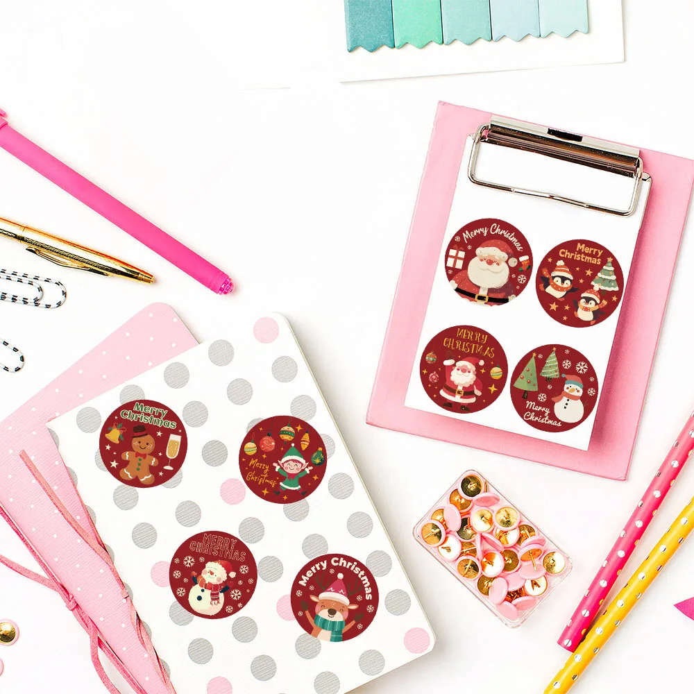 500 SZTUK Naklejek Świątecznych w Rolce, Wodoodporne, Personalizowane, do Laptopa, Kawy, Telefonu, Roweru, Motocykla, Bagażu