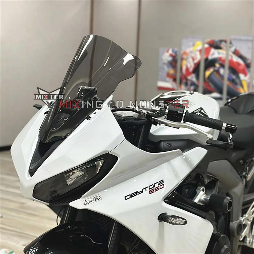 يناسب انتصار دايتونا 660 DAYTONA660 2024 2025 اكسسوارات الدراجات النارية الزجاج الأمامي هدية الزجاج الأمامي منحرف الرياح قناع