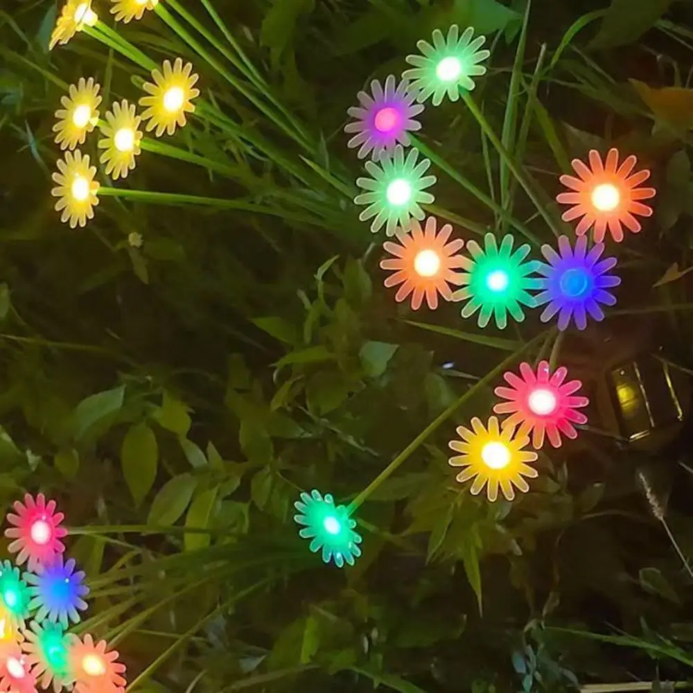

LED Solar Lamp Solar Daisy Lights Ground Plug 6/8/10 LED Solar Landscape Lights Simulation Flower Solar Powered