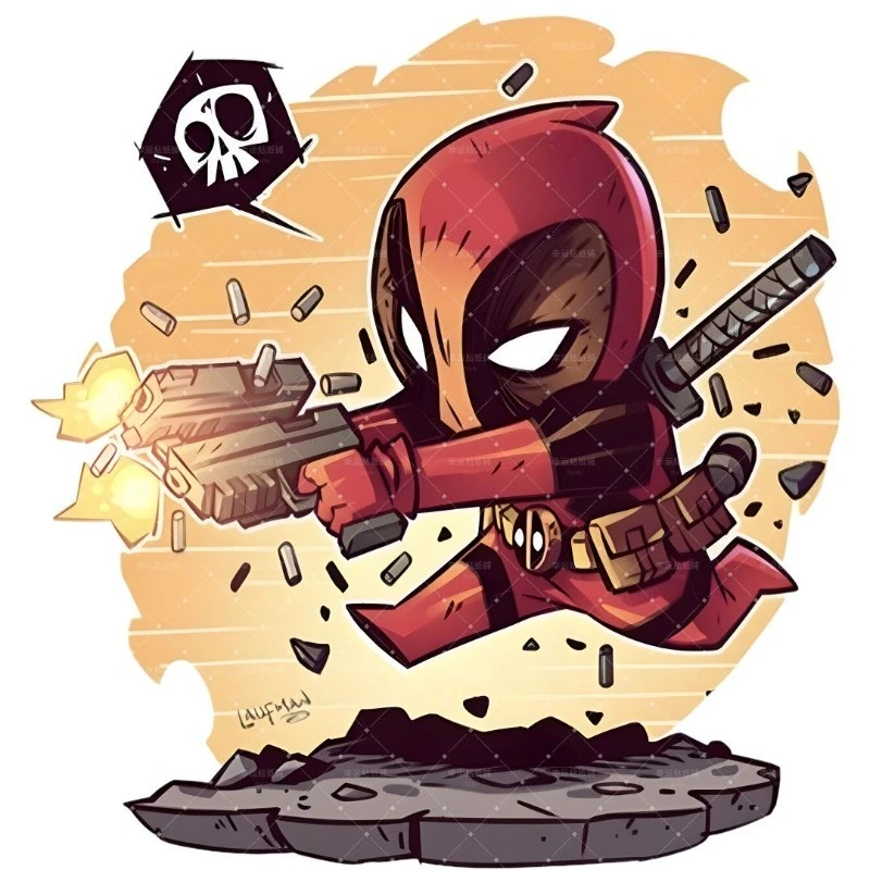 Cartoon Deadpool Pattern Anime Peripheral Stickers Waterproof and Sunproof Creative Indoor and Car Body Personalized Decoration - view 4