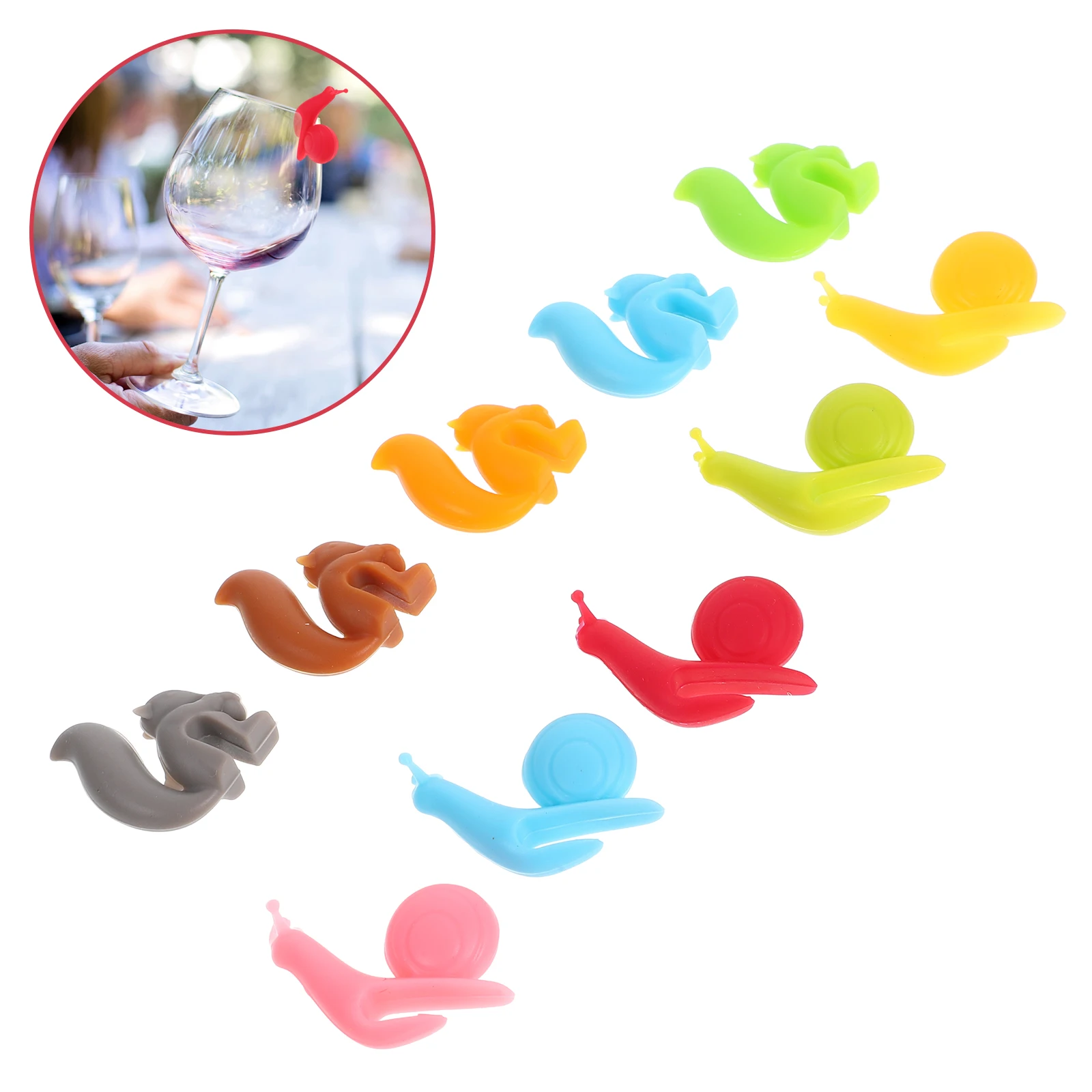 

10pcs Tea Bag Holder For Mug Silicone Wine Glass Markers Drink Decorative Party Wine Charms Cup Identifiers Lightweight