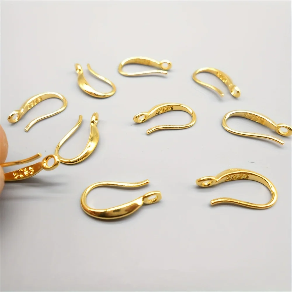 925 Silver Plated Engraved Ear Hooks for DIY Jewelry Making