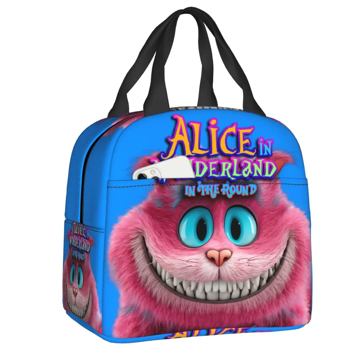 

Изолированные сумки для обеда «Алиса в стране чудес» на заказ для кемпинга, путешествий, Чеширский кот, водонепроницаемый холодильник, термобокс для завтрака для женщин и детей