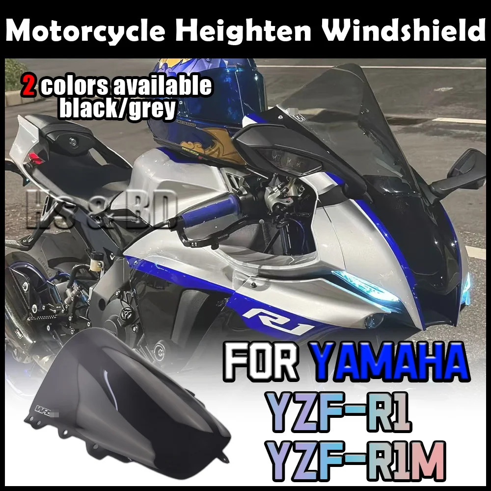

Motorcycle Windshield For YAMAHA R1 2020-2024 R1M Heighten Windscreen Enlarge Wind Spoiler Cover Fairing Windshield WR S Racing