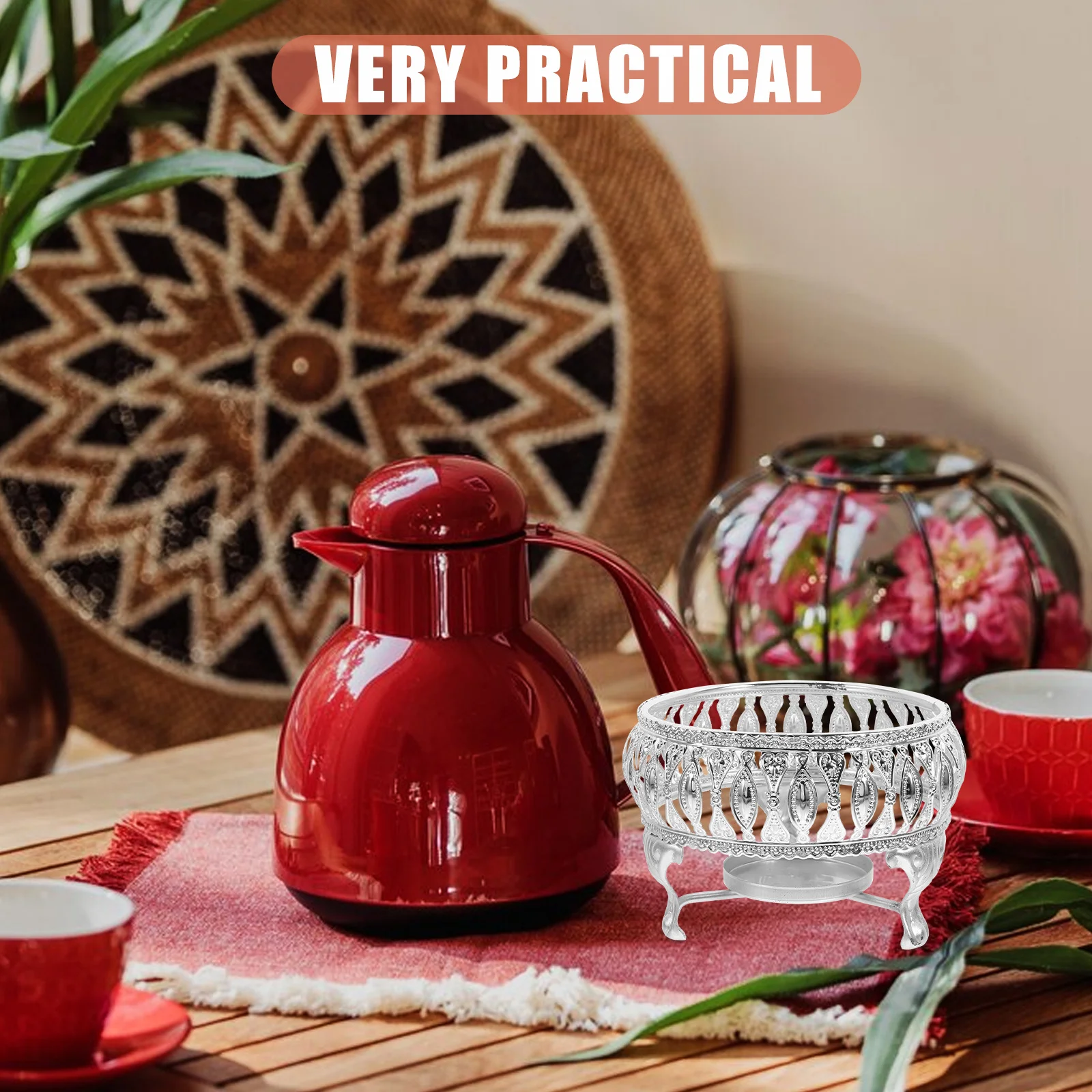 

Smooth Burr Free Teapot Warmer Zinc Alloy Best Gift Home Office Heater Teapot Stand Tea Holder Tea Warmer