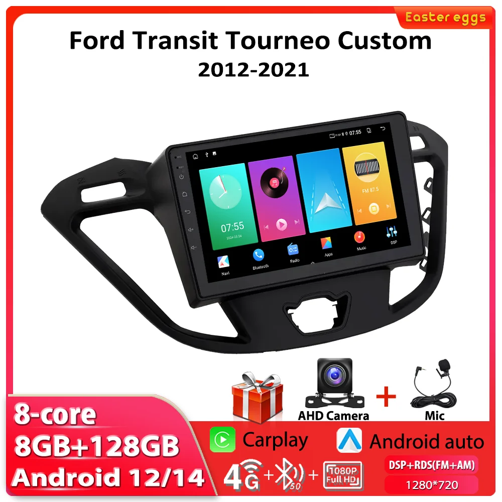Autoradio For Ford Transit Tourneo Custom 2012-2021 Car Radio WIFI Android Stereo Multimedia Player Screen Head Unit Navigation