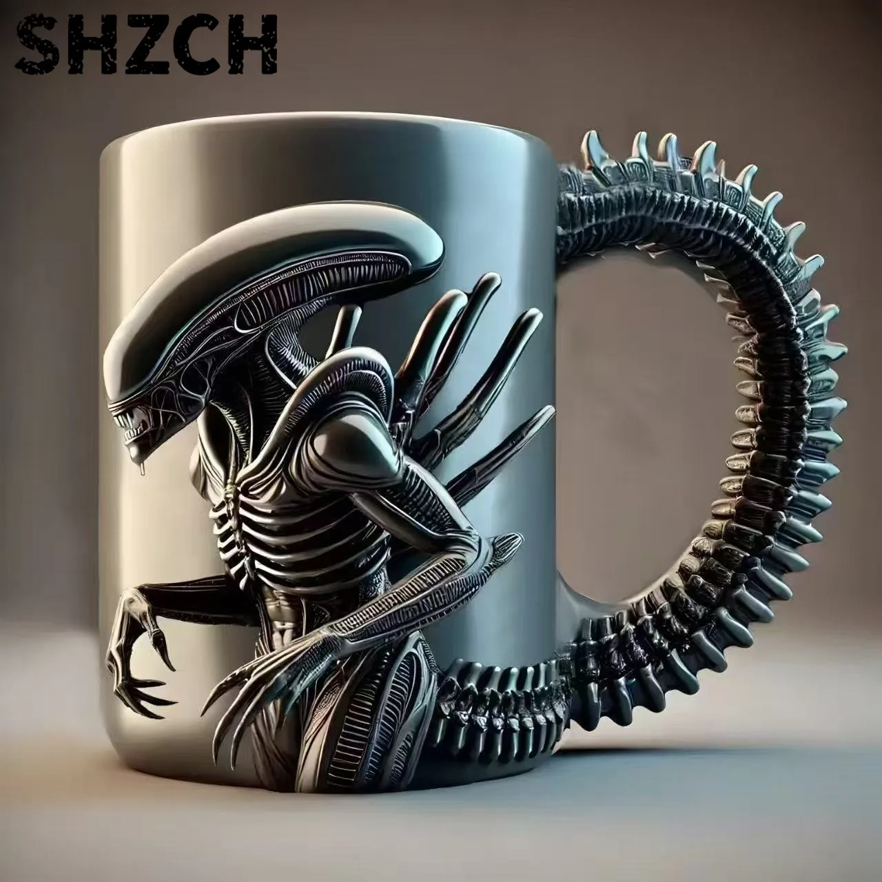 Xenomorph 3D Relief Coffee Mug Custom Tea Party Occasions Border Novelty Resin Artwork Cup Alien Shaped Mug