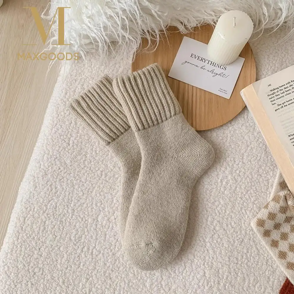 

Simple Solid Color Thickened Wool Socks Comfortable Super Thicker Winter Socks Against Cold Snow Socks Casual Wear