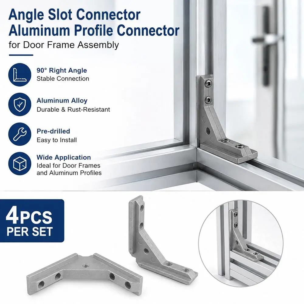 1/4Pcs 2020 3030 4040 Angle Slot Connector Die Cast Aluminum Sandblasting Surface Corner Code Bracket Fixing Hardware
