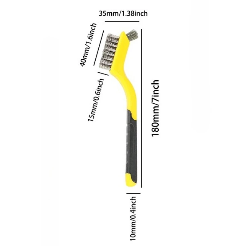 Drahtbürsten-Set, Borsten aus Nylon/Messing/Edelstahl mit gebogenem Griff zum Schrubben von Rost, Schmutz und Farbe, Tiefenreinigung