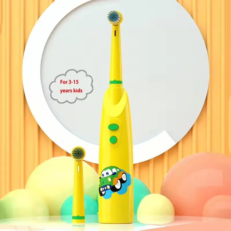 어린이 소닉 전동 칫솔 배터리 작동 IPX5 방수 만화 디자인 치아 미백을위한 부드러운 강모 회전 브러시
