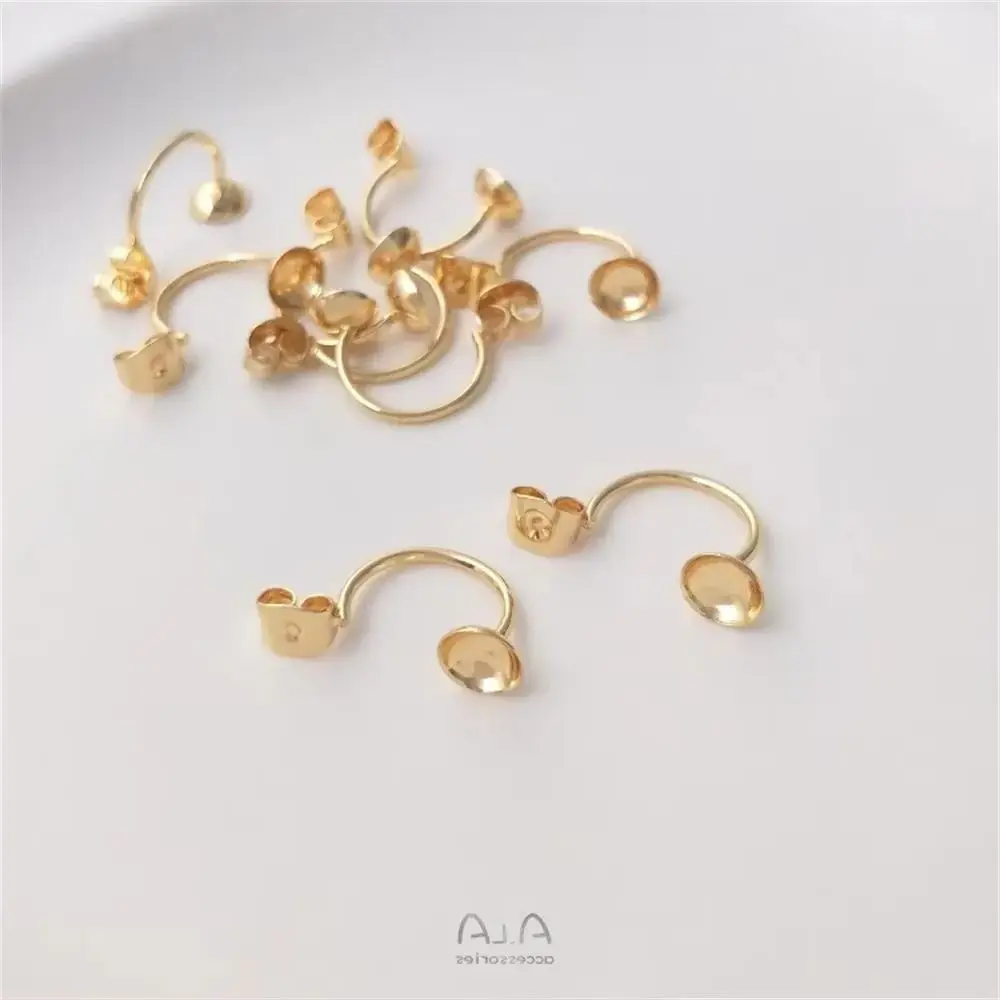 

Diy Accessories 14K Gold-plated C-shaped Pearl Butterfly Earplugs Hanging Ear Plugs Handmade Ear Jewelry Materials E135