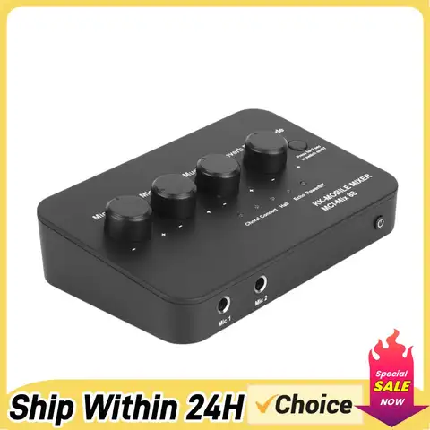 Digital Audio Mixer AUX IN/OUT BT Connection Dual Mic Inputs Digital Audio Sound Karaoke Machine for Karaoke Smart TV PC Speaker