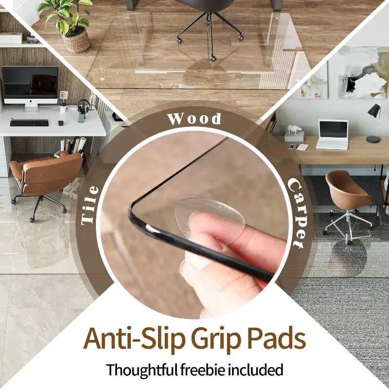 

Коврик для стула из закаленного стекла 36 x 48 дюймов — коврик для офисного стула премиум-класса для паркетных полов и ковер с низким ворсом и 4 нескользящими подушечками