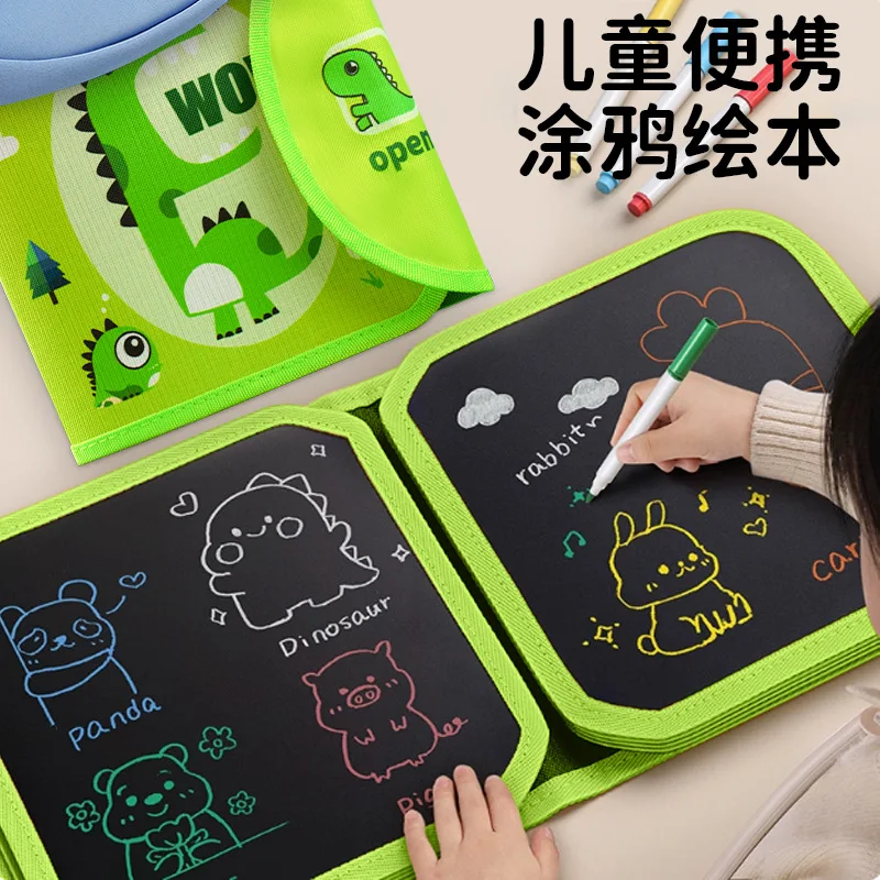 Fun Toy Education Children's DIY Painting Book Reusable Drawing Board Magic Blackboard Chalk Watercolor Pen Drawing Toys Gifts