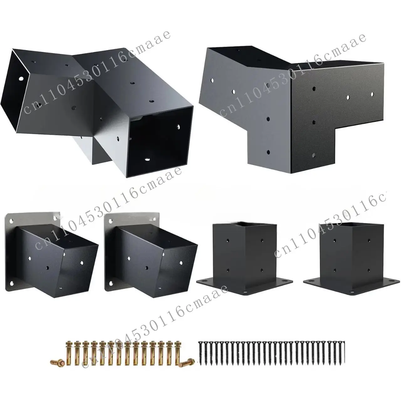 Pergola Stand Kit Heavy Duty Steel Pergola Hardware Accessories with 15-Piece Sloped Roof Design Wood Post Base Stand for Gazebo