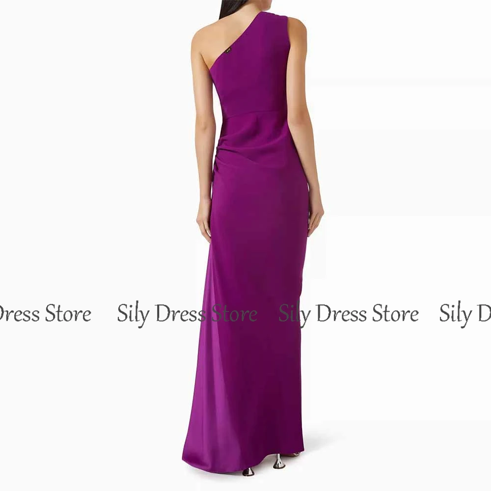 فساتين الحفلات الرسمية 2025 فستان سهرة جيرسي غمد/عمود أرجواني بكتف واحد مطوي ثنيات نسائية مسائية طويلة #2