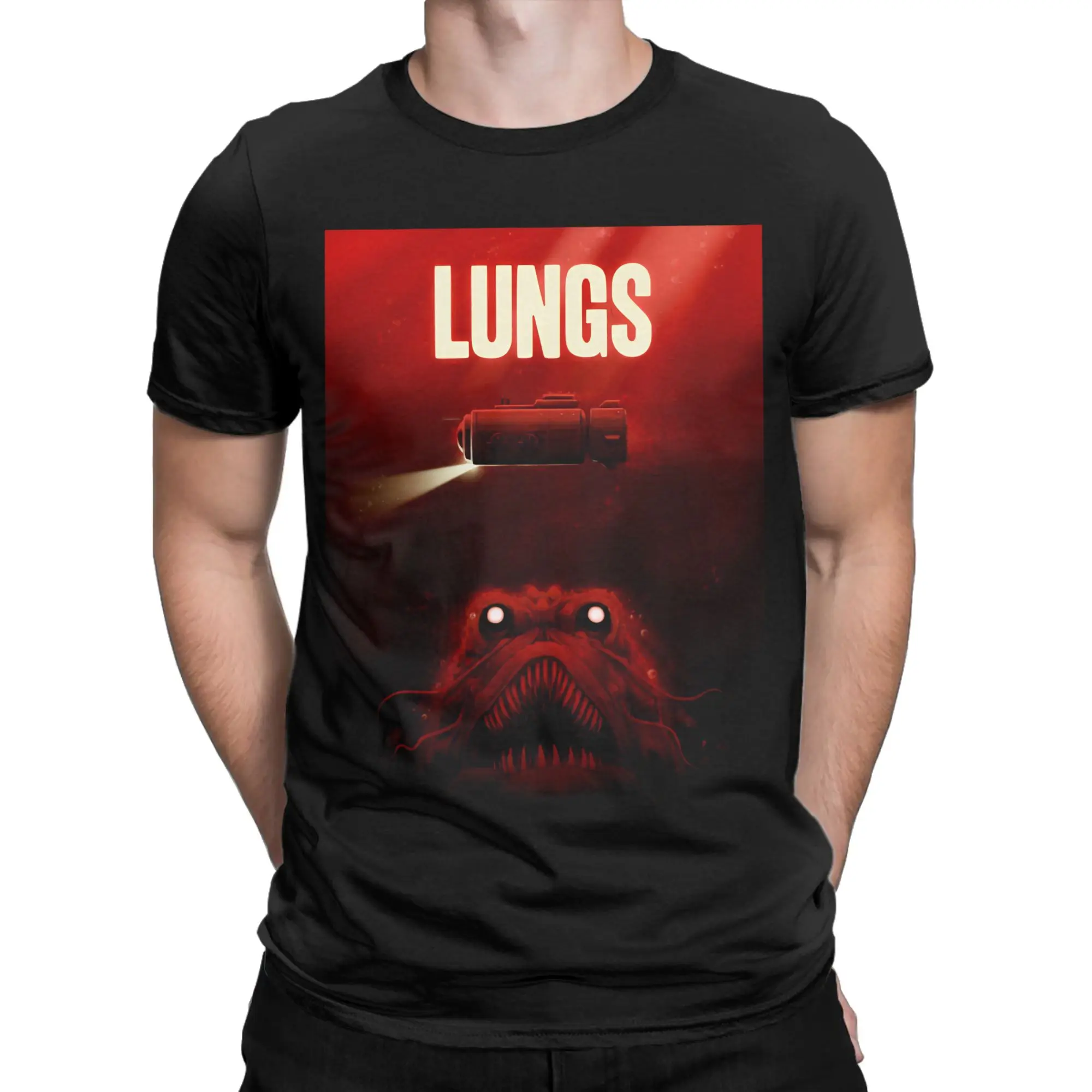 Casual T Shirt Beach Lungs Iron Lung Game Poster Leisure T Shirts Cotton Tee Shirt for Men Classic Pattern Short Sleeve Clothing