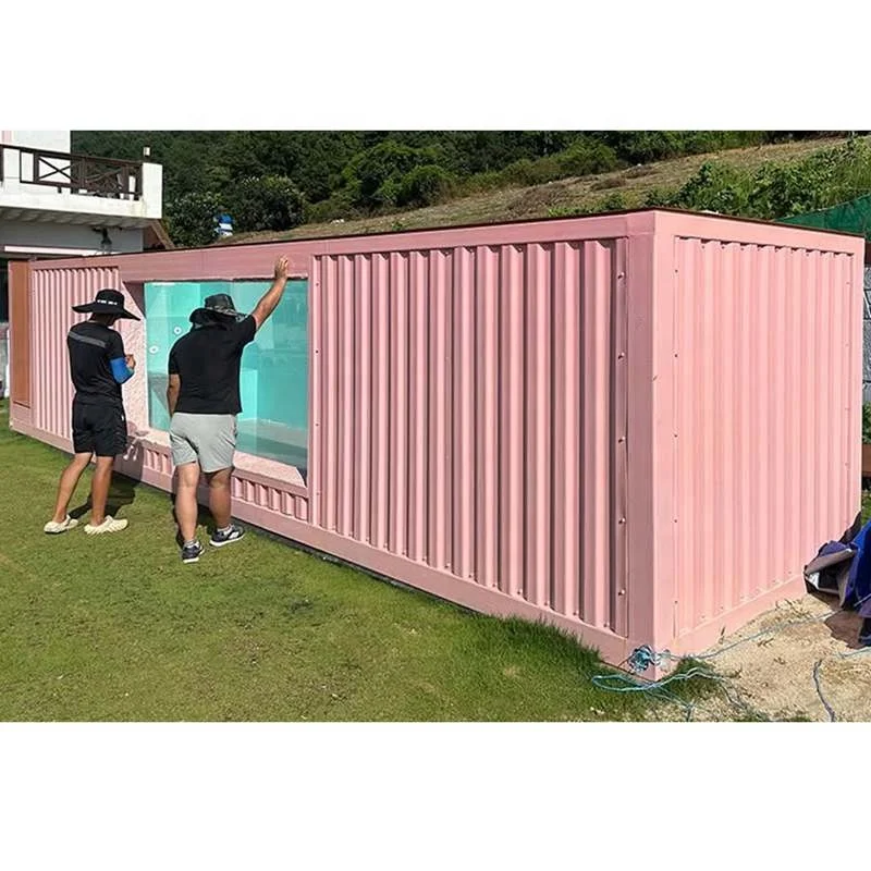 حاوية حمام سباحة حديقة الكبار في الهواء الطلق نافذة زجاجية كبيرة حاوية الألياف الزجاجية حمام سباحة حمام سباحة الجاهزة