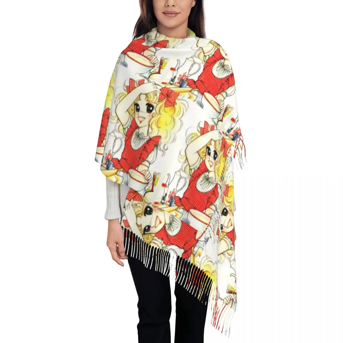 

Candy Candy Scarf Wrap for Women Long Winter Fall Warm Tassel Shawl Unisex Japan Anime Manga Scarves