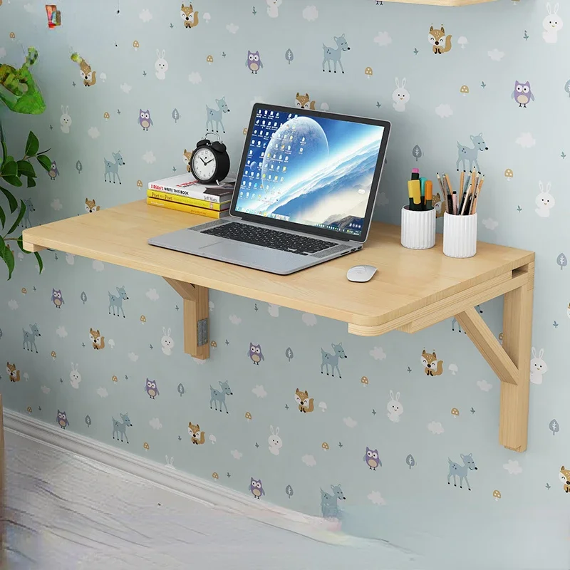 Solid Wood Wall Mounted Folding Table Small Unit Computer Table Invisible Wall Table Simple Small Foldable Study Desk Tables