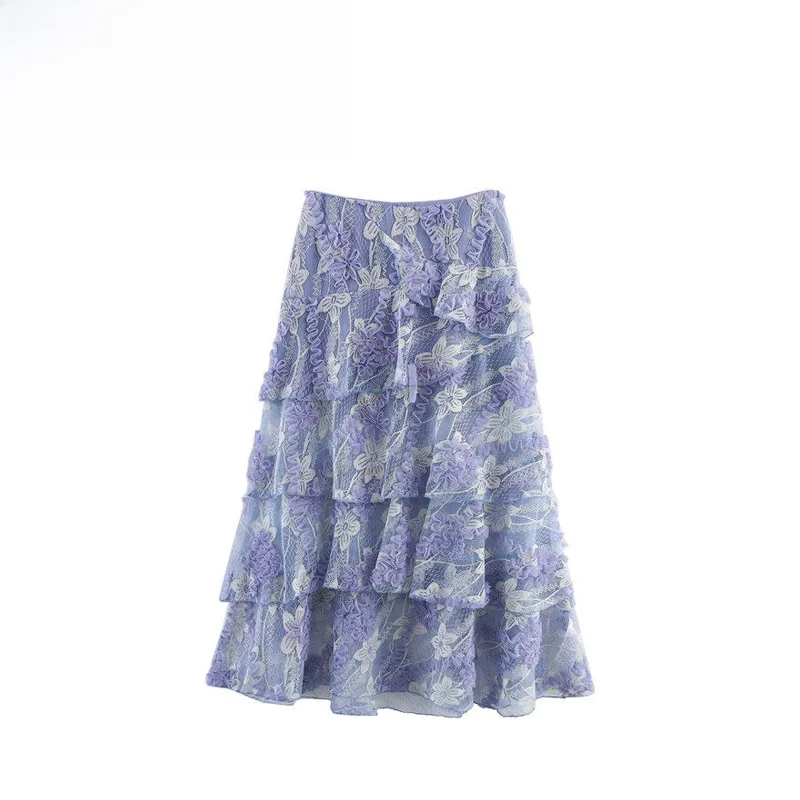 

Модная женская многослойная юбка ZR в французском стиле, новинка осени, с завышенной талией, из льна и полиэстера, повседневная