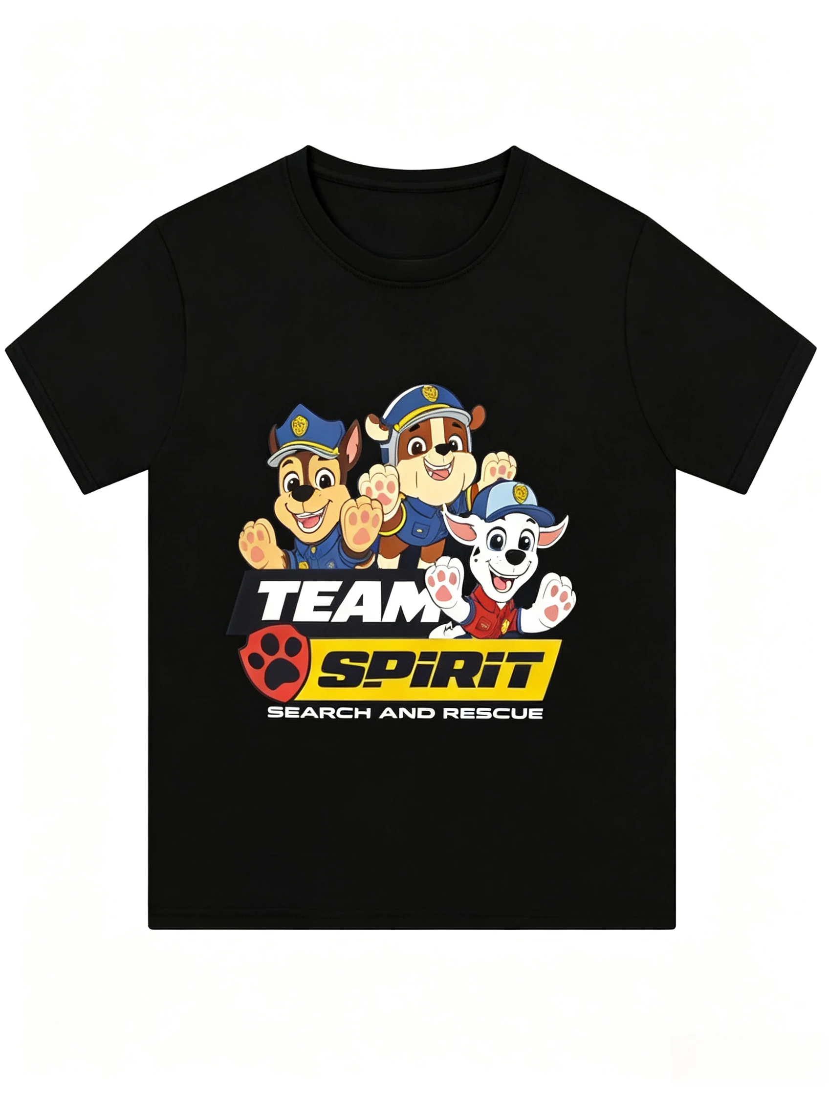 Paw Patrol Children's Short Sleeved T-shirt Team Spirit Cartoon Dog Print Casual Summer Boys and Girls Casual and Comfortable