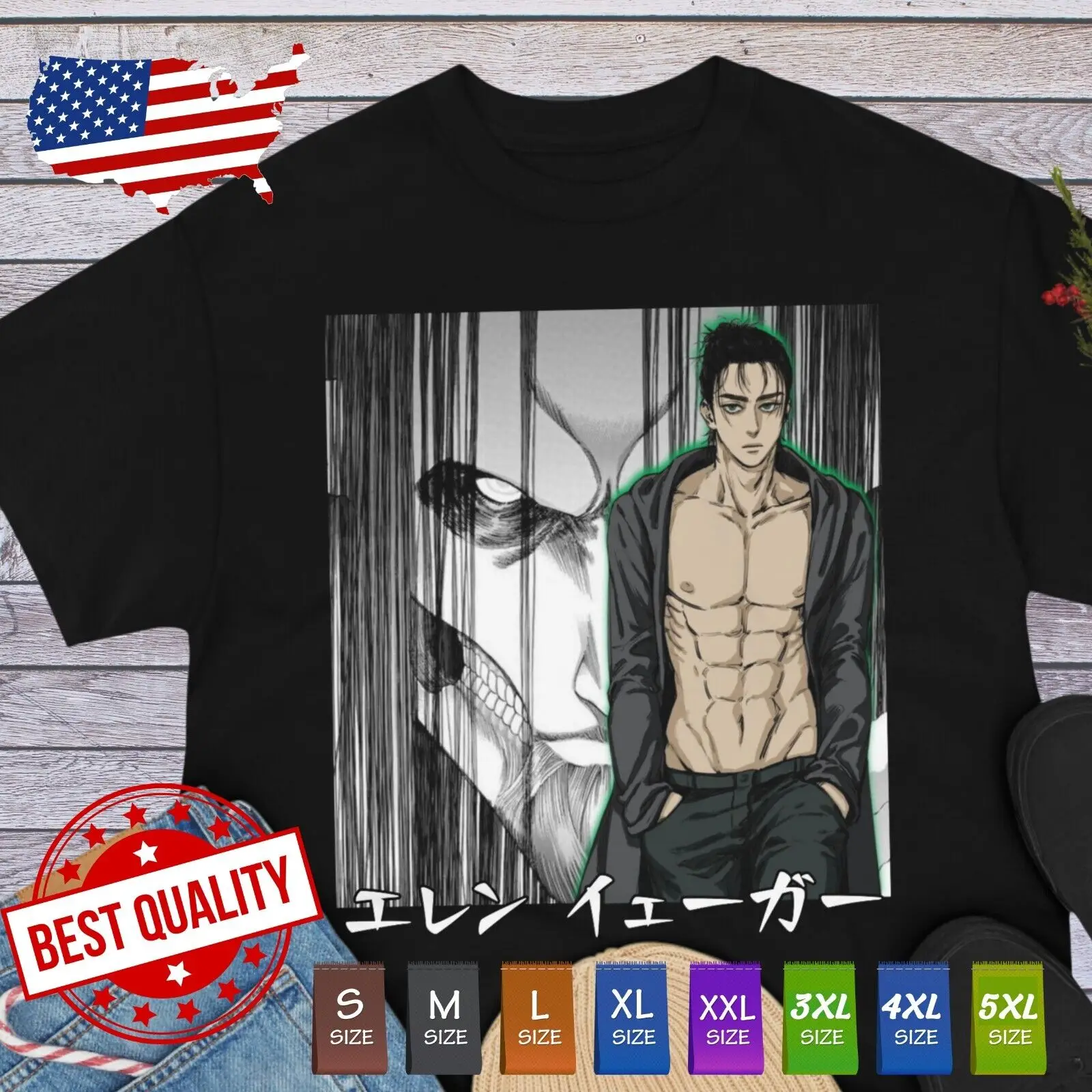 Eren Jaeger T Shirt Attack On Titan Tee Ecchi Japan Anime Manga SNK Kawaii Yaoi