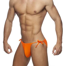 Sexy Mini Bikini Men Low Rise Thong Swimwear Solid String Swimsuit Underwear Side Tie Swim Brief Man Surf Bathing Suit Beachwear