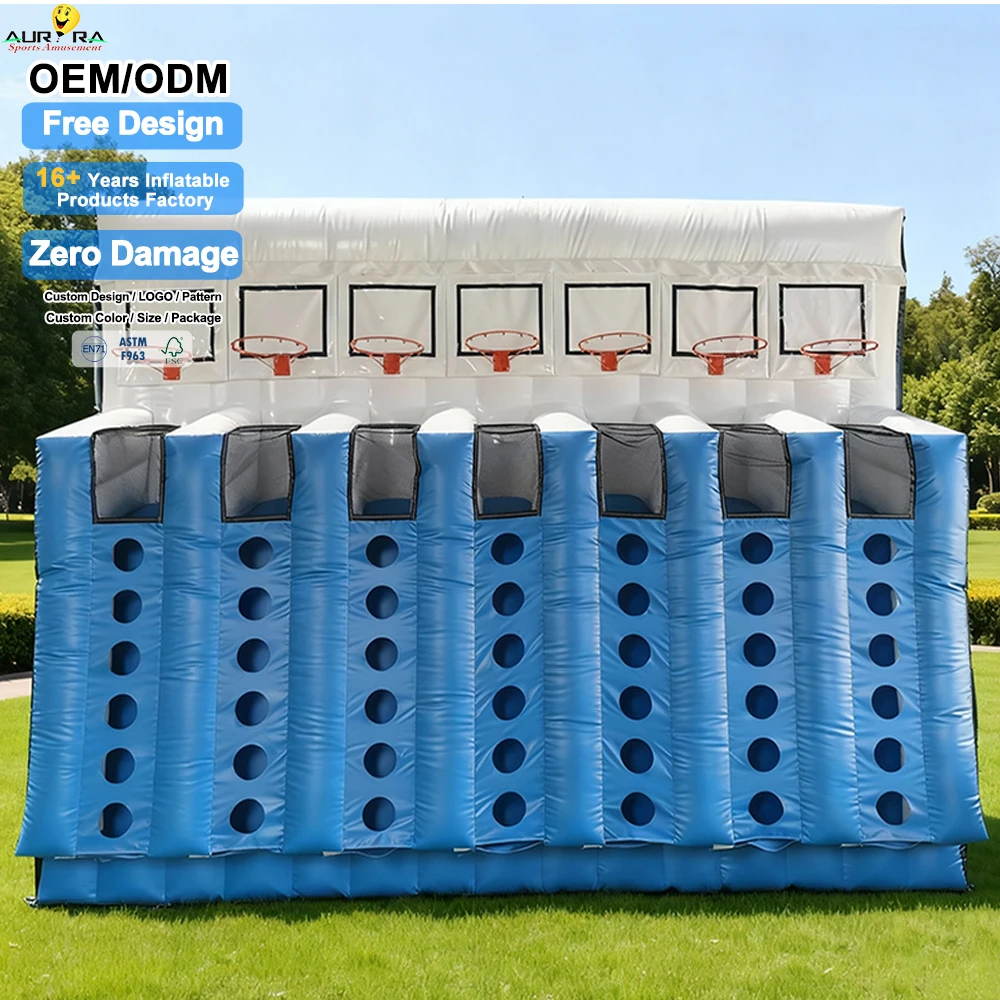 Outdoor Interactive Basketball Game Mobile Inflatable Basketball Stand Connect 5 Basketball Hoops Kids Backyard Shooting Games
