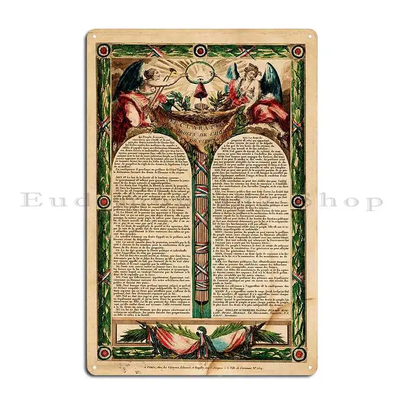 Declaration Of The Rights Of Man And The Citizen Metal Plaque Poster Party Plaques Custom Home Living Room Tin Sign Poster