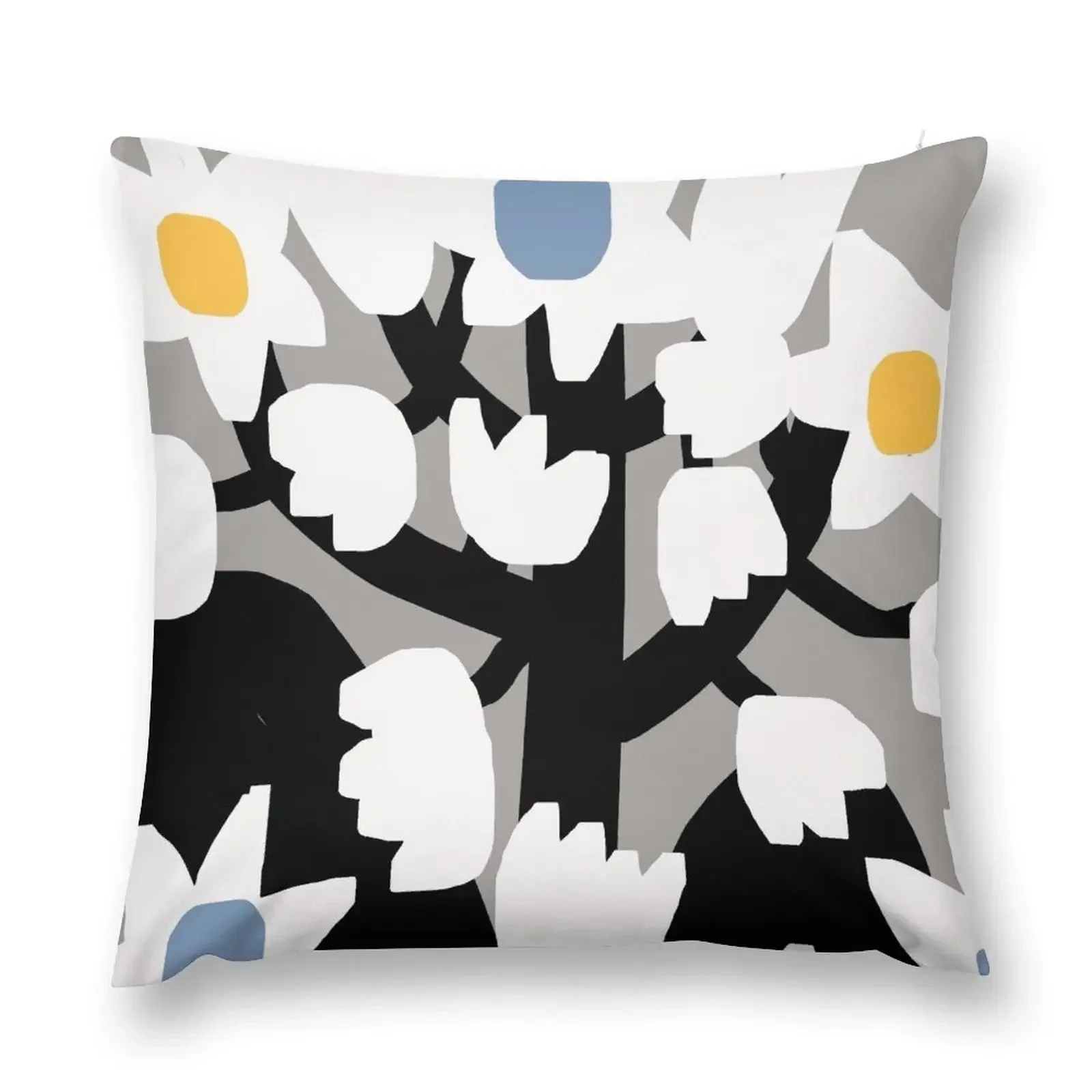 Bold Modern Abstract Scandinavian Black and White Flowers Throw Pillow Pillow Cases Decorative Cushions For Sofa pillow