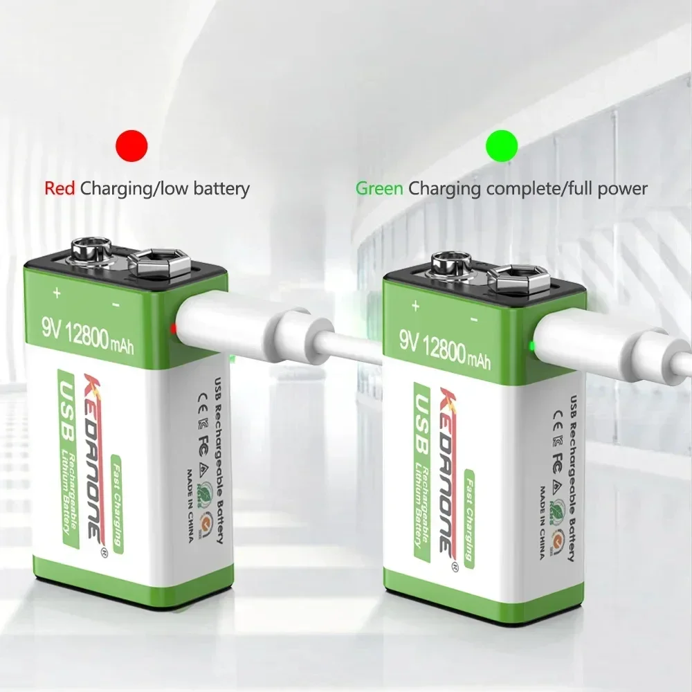 New 9V Rechargeable Battery 12800mAh Micro USB Lithium Batteries for Multimeter Microphone Toy Remote Control KTV Li-ion Battery