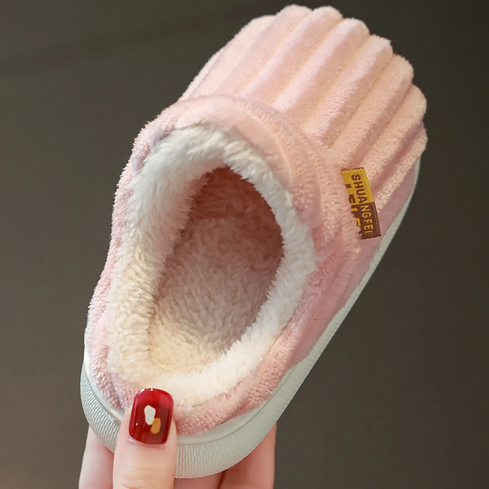 Winter Baby Cotton Slippers Children Non-slip Home Indoors Shoes Winter Simple Warm Kids Boys Girls Casual Plush Slippers 2023