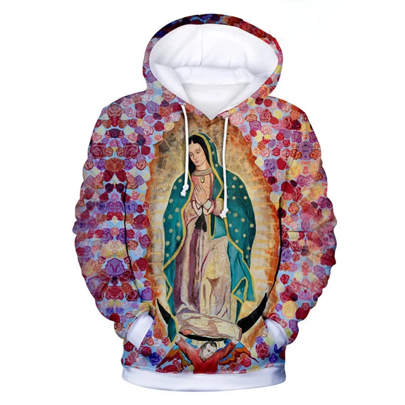 Virgin Mary 3D Print Hoodies Women Men Retro Streetwear Oversized Pullovers Y2k Hoodie Harajuku Sweatshirts Woman Tops Clothing