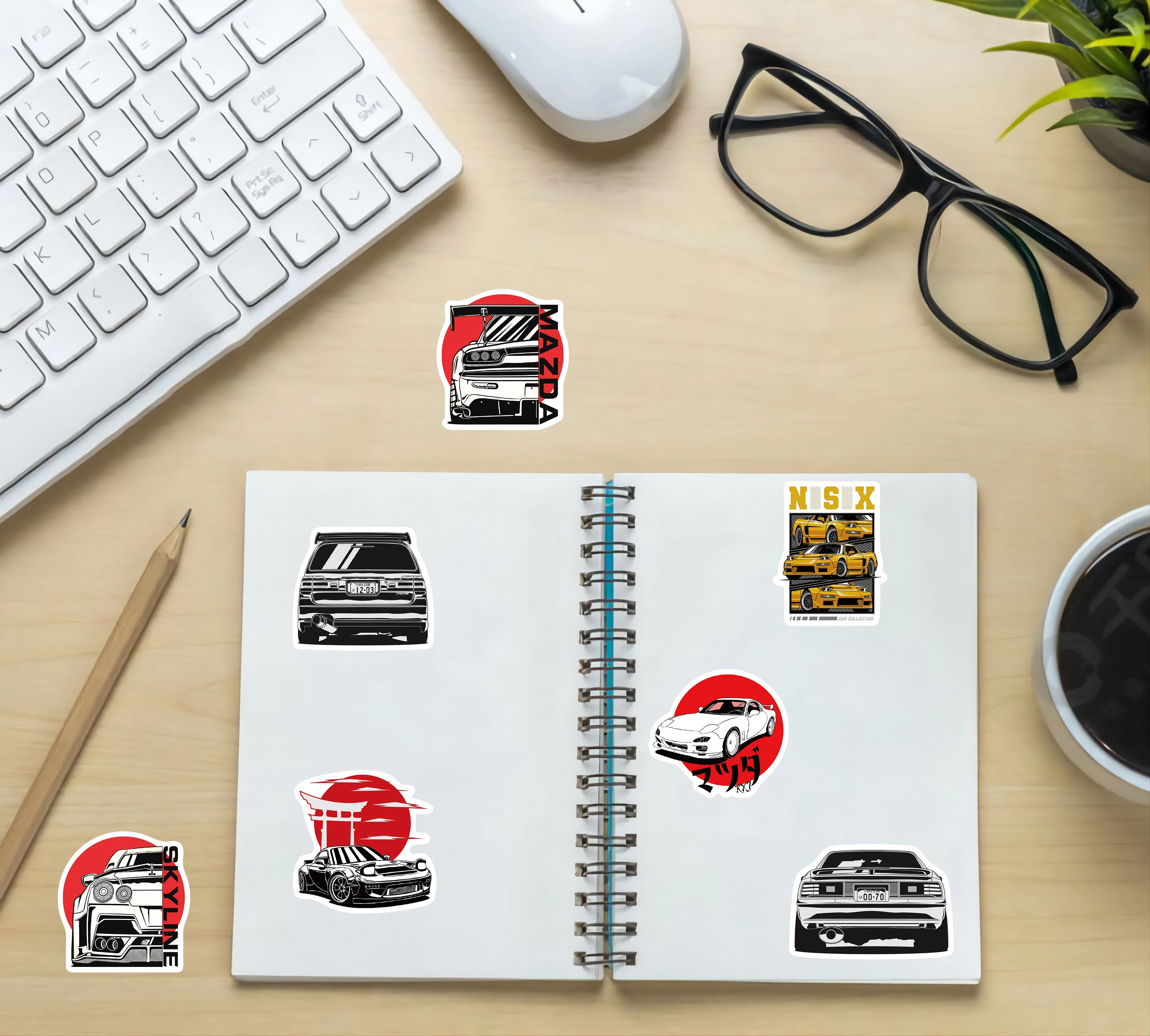 50PCS JDM Car Retrofit Racing Vintage Japanese For DIY Notebook Luggage Motorcycle Laptop Refrigerator Decals Graffiti Toys