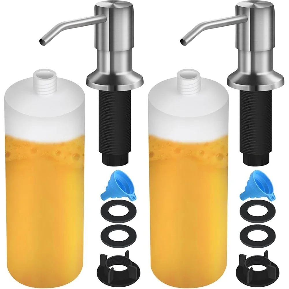 Kitchen Sink Soap Dispenser 17oz Built in Pump Durable Stainless Steel Refillable Lotion Dish Soap Pump Multifunctional Home Use