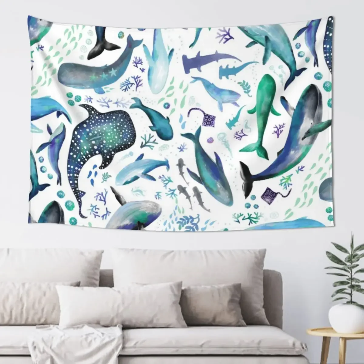 

Ocean Diving with Whales - Remix - Daylight Tapestry Things To The Room Room Ornaments Tapestry
