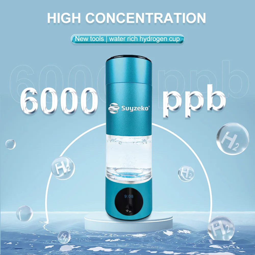 Suyzeko Free Radical Antioxidant Molecular Hydrogen Physical Therapy SPE 6000ppb Hydrogen Water Generator Bottle