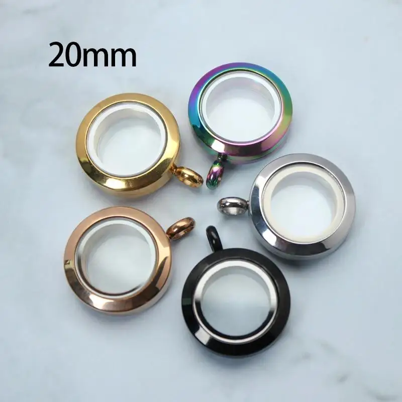 5pc/lot 20mm Twist Screw Glass Locket Pendant Stainless Steel Floating Locket Medallion Charms Locket Mini Photo Jewelry Gift