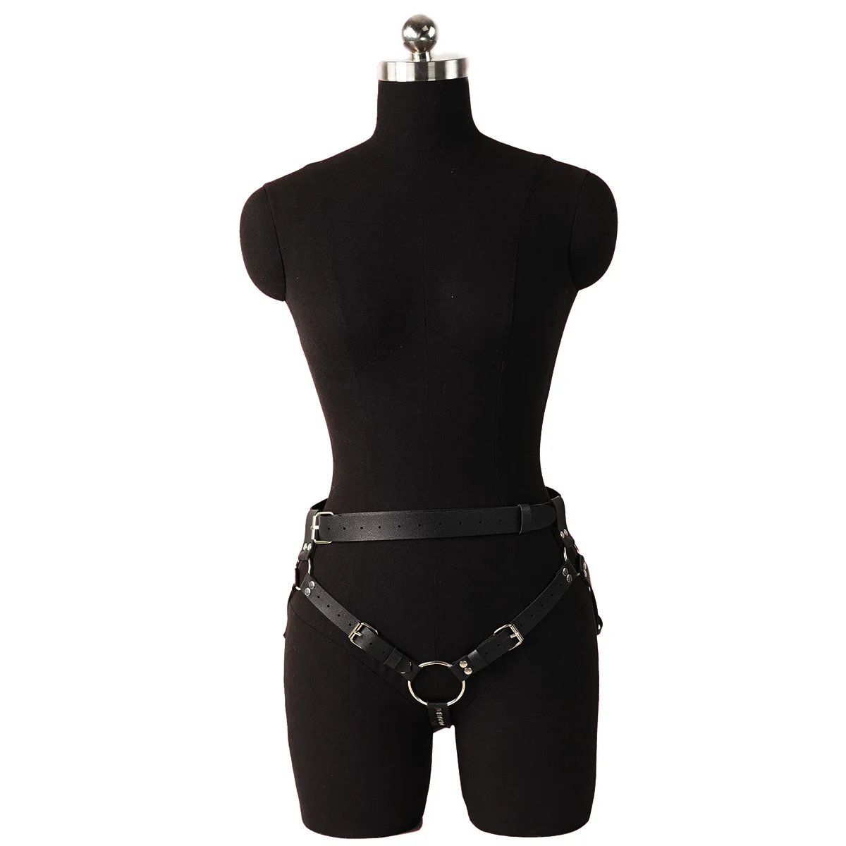 Black PU leather bodysuit with outstanding waist shaping effect studded waistband decoration Valentine's Day surprise image 5