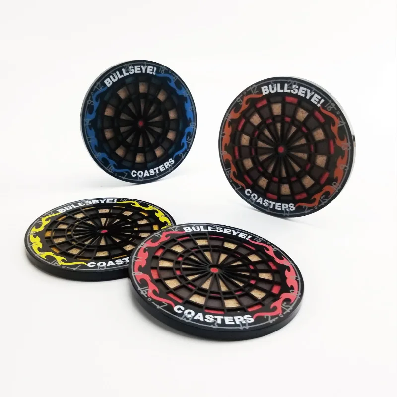 1/4pcs/set Dart Board Styled Coaster Mini Dart Board Drink Coaster Kitchen Utensils Table Mats Heat-resistant Mug Cup Coasters