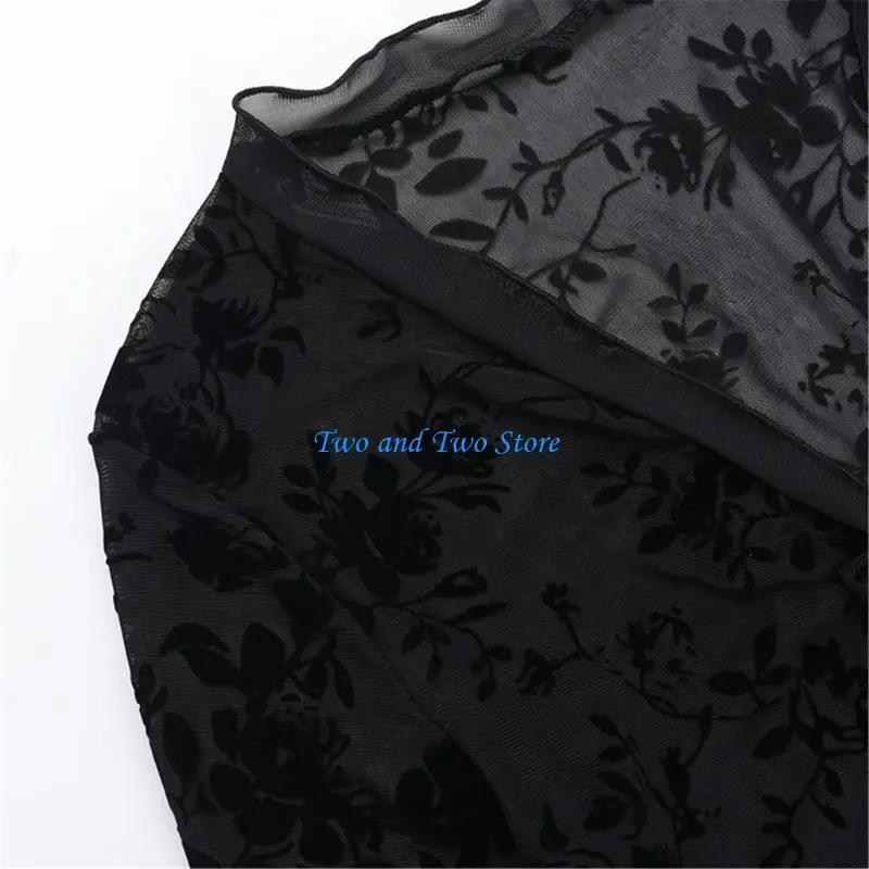 

HX6F Stylish See Through Women's Shirt with Flared Sleeves Breathable Casual Wear