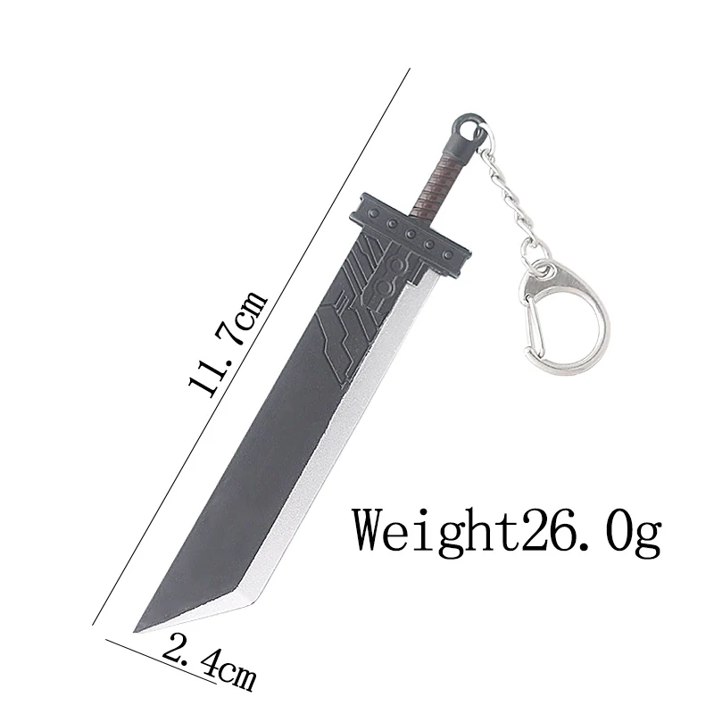 Final Fantasy 7 Cloud Buster Sword Keychain Cloud Strife\'s Weapon Metal Pendant Key Chain for Men Jewelry