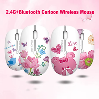 Cartoon Flower Wireless Mouse 2.4G+Bluetooth Dual Mode Mute Optical Mice 1200DPI Ergonomics Bluetooth Gaming Mouse For Laptops