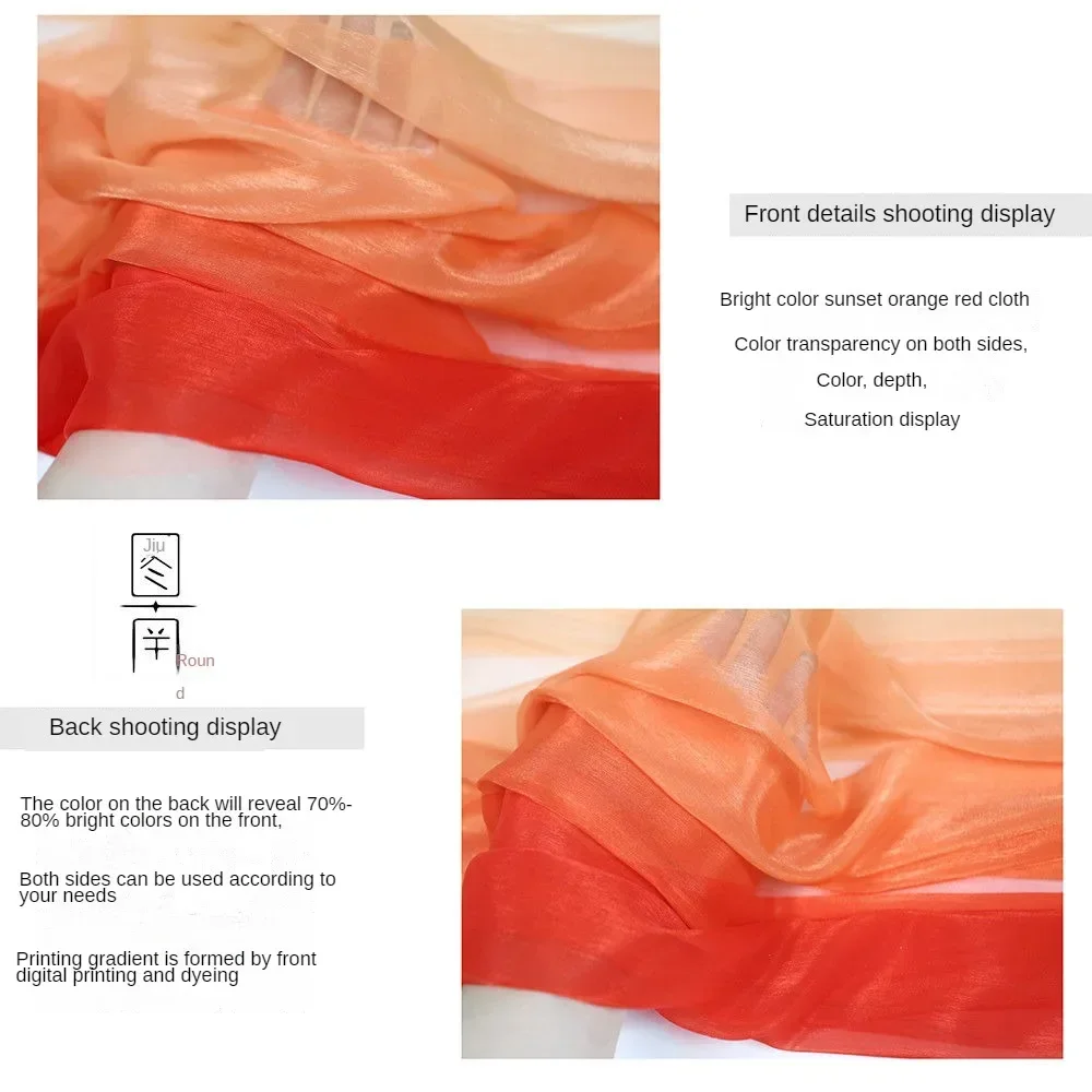 Gradient Chiffon Fabric Per Meter for Dresses Weddings Stage Clothes Design Diy Sewing Soft Comfortable Smooth Cloth Blue White