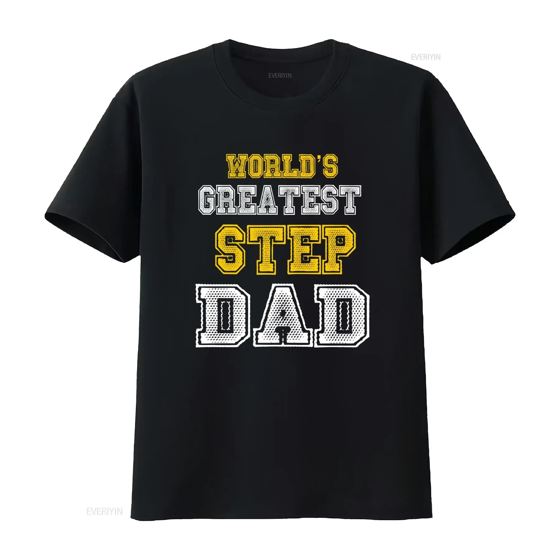 Vintage Varsity World's Greatest Step Dad Print Father's Day Casual T Shirt vintage Washed Unisex Slightly fashion