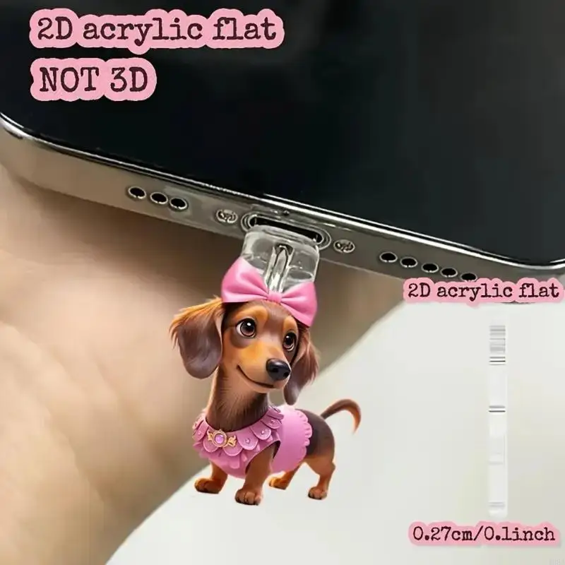Phone Dust Plug Charms Type C USB Port Dust Plug with 2D Acrylic Pendant Charm Lovely Phone Accessories Gift for Womens