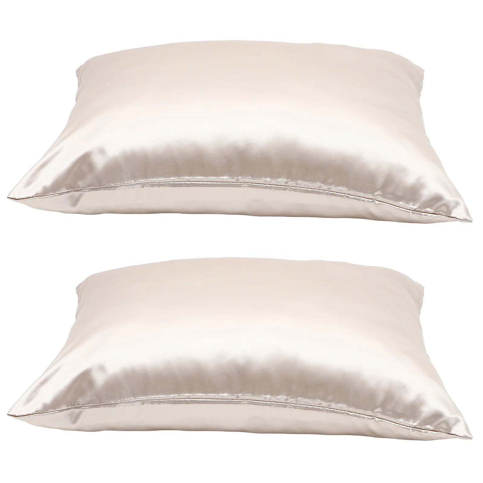 

2 Pcs Silk like Pillowcases 20x29 Silver Gray Zipper Polyester Bed Covers Easy Clean Comfortable Breathable Cool