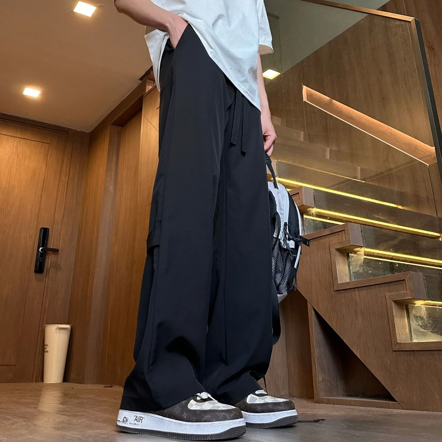 2025 الصيف الرجال السراويل سريعة الجافة رقيقة وتنفس مستقيم الساق بناطيل كاجوال للجنسين فضفاضة تناسب كول اللمس موضة ركض